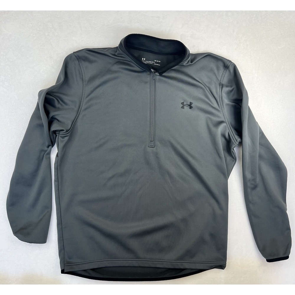 Under Armour Hoodie Mens Large Gray Coldgear Pullover Sweatshirt 1/4‎ Zip